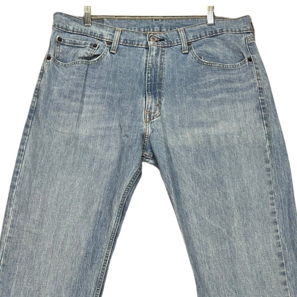 Levi Strauss 505 Jeans Mens W36 L34 Light Wash Straight Fit Denim Pants - Picture 2 of 14